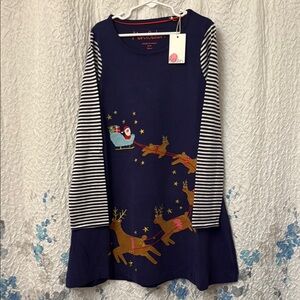 Mini Boden Santa Sleigh applique Dress 8-9y